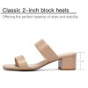 Women's Heeled Sandals Two Strap Square Open Toe Heels 2-Inch Chunky Sandals Dress Shoes Wide Feet Friendly