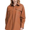 31ryyEIVbLL.jpg Women Faux Leather Shacket Jacket,Spring Fall Vegan Pleather Casual Lapel Button Down Long Sleeve Shirts