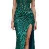 31sLkaL7R1L.jpg Spaghetti Strap Sequin Prom Dresses with Slit 2025 Sparkly Lace Appliques Mermaid Formal Evening Gown for Women