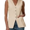 2025 Women's Summer Sleeveless Vest Tops - Lightweight Fully Liend V-Neck Casual Trendy Work Jacket With Pockets
