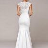 31sxdtiLCgL.jpg Women's Elegant Lace Cap Sleeve V Neck Beading Mermaid Wedding Dresses for Bride 00218
