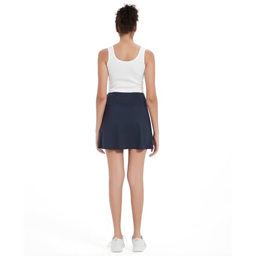 31tPQEJvB1L.jpg 17" Women's Premium Cooling Silky Tech Nylon Athletic Skort with Pockets for Golf Tennis Workout and Casual Wear