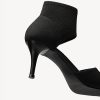31tvlEFOfTL.jpg Mousse Fit Women Retro Peep Toe Elegant Stiletto Low Heeled Sandals Breathable Mesh Knit Elastic Design Upper Comfortable Shoes
