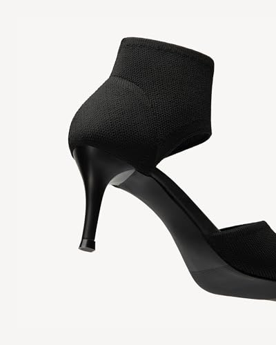 31tvlEFOfTL.jpg Mousse Fit Women Retro Peep Toe Elegant Stiletto Low Heeled Sandals Breathable Mesh Knit Elastic Design Upper Comfortable Shoes