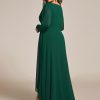 Women's Gorgeous Plus Size V Neck Lantern Sleeves Pleated A Line High Low Wedding Guest Dresses 02043-DA