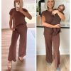 41-Bw8Nq4kL.jpg 2 Piece Outfits for Women Sweater Sets Knit Vest Tops Elastic Waisted Pants