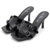 Melrose Women's High Heels Stiletto Heeled Slides, Square Open Toe One Band Slip-On Heeled Mules ?C Dressy Clear Heeled Sandals