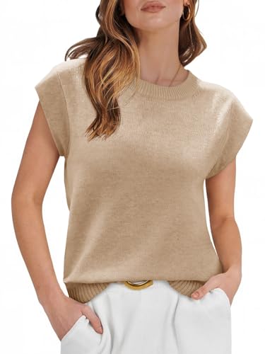 41-i2ubZo9L.jpg Womens Cap Sleeve Sweater Vest Summer Casual Sleeveless Knit Tank Tops Loose Fit Crew Neck Shirts Pullover