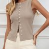 410aQwM28-L.jpg Womens Button Down Ribbed Tank Tops Cropped Cute Y2k Vest Tops 2025 Summer Going Out Outfits