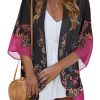 Women Kimono Cardigans Casual Summer Tops Cover up Open Front Floral Print Resort Wear
