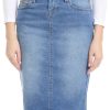 412829u2tqL.jpg Repreve Denim Knee-Length Jean Skirt for Women with Pockets - Melrose