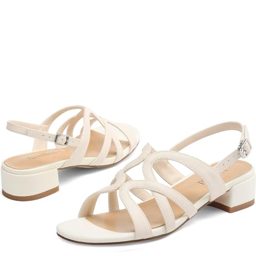 4152w9o4bLL.jpg Women's Strappy Sandals Square Open Toe Low Block Heels Ankle Strap Heel for Women Dress Shoes