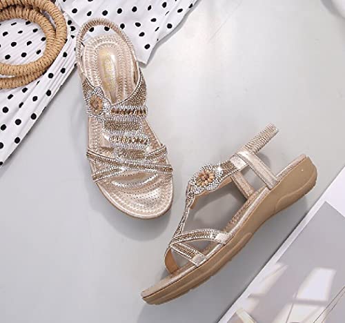 415ebYn9yL.jpg Rhinestone Sandals for Women Flat - Trendy Sparkling Boho Ladies' Flat Sandals,Beautiful Sparkling Boho Ladies' Flat Sandals for