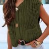 416hxj9rpZL.jpg Women's Sleeveless Cropped Knit Cardigan 2025 Casual Button Down Crochet Sweater Vest Tops with Pockets