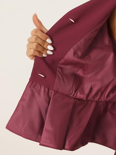 416joyV9TYL.jpg Business Suit Sets for Women's 2 Piece Outfits Collarless Peplum Blazer Formal Pencil Skirt Suit