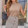Women's Wool Blend Mock Neck Sweaters Vest Business Casual Trendy Tops Fall Outfits 2025