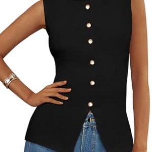 Women's Sweater Vest Button Down Summer Tank Tops 2025 Sleeveless Knit Vests Fashion Business Casual Outfits