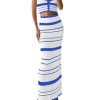 419GDx6aRXL.jpg Womens 2 Piece Sets Summer Striped Crochet Knit Coverup Sleeveless Button Crop Tank Top Bodycon Maxi Skirt