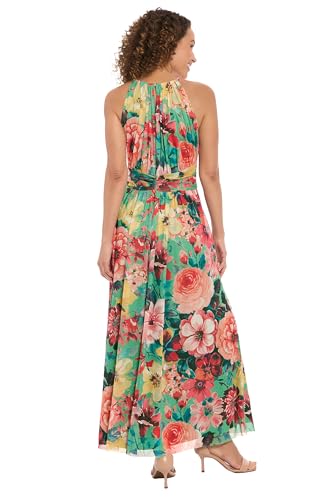 419WQralRdL.jpg Sleeveless Maxi Floral Women-Halter Neck Pleated Summer Long Dress for Special Occasions