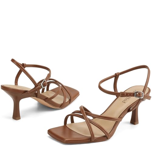 419cnMTGLRL.jpg Women's Sandals Square Open Toe Kitten Heels Strappy Ankle Strap Heeled Sandals for Women Comfy Weddings Shoes