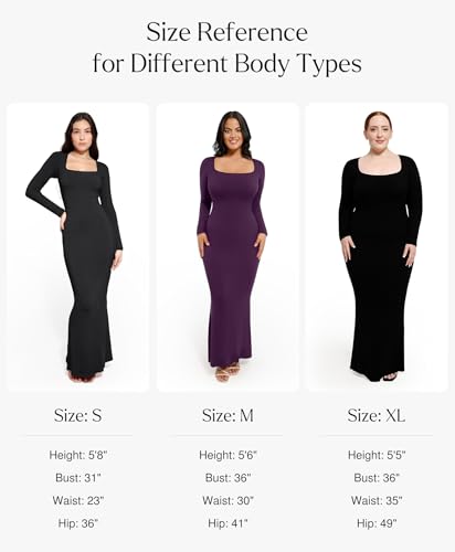 419qSiPhc7L.jpg Long Sleeve Maxi Dress Bodycon Cocktail Dress Shapewear Tummy Control Fall Formal Dresses Built-in Bra