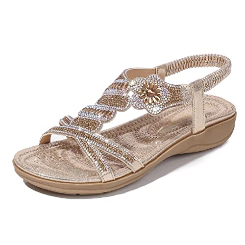 41AfCyxexAL.jpg Rhinestone Sandals for Women Flat - Trendy Sparkling Boho Ladies' Flat Sandals,Beautiful Sparkling Boho Ladies' Flat Sandals for
