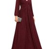 41BsemQXupL.jpg Women's A-Line Long Lantern Sleeves Formal Gowns Empire Waist Long Glitter Evening Dress