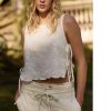 Embroidery Flower Tank Tops for Women Y2K Sleeveless Square Neck Tie Up Cropped Vest Summer Chic Going Out Blouse