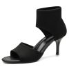 41EcNKdGF7L.jpg Mousse Fit Women Retro Peep Toe Elegant Stiletto Low Heeled Sandals Breathable Mesh Knit Elastic Design Upper Comfortable Shoes