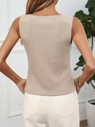 41H7IWh2bnL.jpg Womens Button Down Ribbed Tank Tops Cropped Cute Y2k Vest Tops 2025 Summer Going Out Outfits