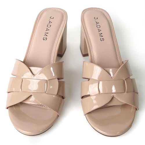 Nori Mules for Women - Leather Slip On Heeled Sandals