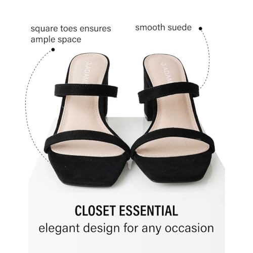 41J6xfRxoLL.jpg Stormi Heeled Sandals Women Dressy Summer Flat Mules- Square Toe Double Band Low Block Heel Sandals - Chunky Sandals for Women -