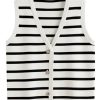 Vest Tops for Women 2025 Fall Outfits Striped Sweaters Button Up Casual Shirts Blouses Jacket Fashion Clothes