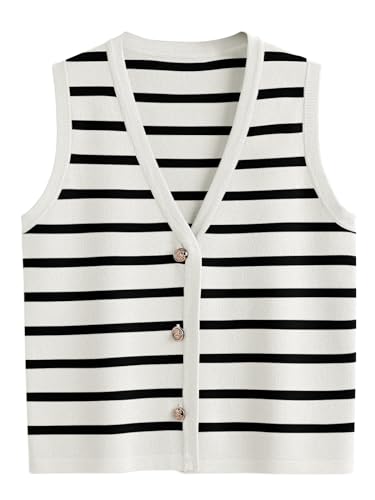 Vest Tops for Women 2025 Fall Outfits Striped Sweaters Button Up Casual Shirts Blouses Jacket Fashion Clothes