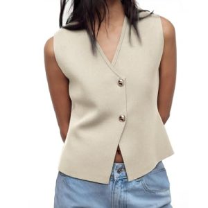 Sweater Vest Women Vest Tops Button Down Sleeveless Cute Vest 2025 Summer Spring Work Business Casual Outfits