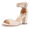 41MQ6-MF4NS.jpg Women's Candie-MI Peep Toe Low Block Heels Sandals Ankle Strap Comfy Chunky Wedding Dress Shoes