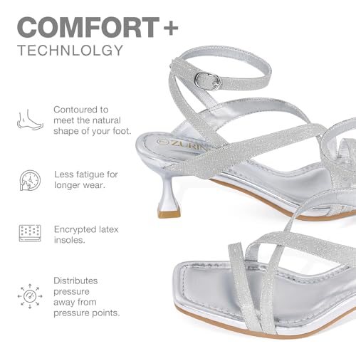 41McNoD3WEL.jpg Women's Low Kitten Heels Sandals Dressy Strappy Heeled Sandals Open Square Toe Ankle Strap Summer Dress Party Shoes 2.4 Inch