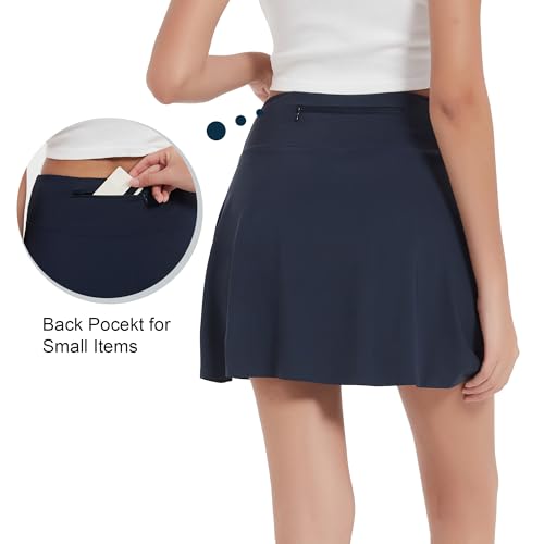 41MnKpopVL.jpg 17" Women's Premium Cooling Silky Tech Nylon Athletic Skort with Pockets for Golf Tennis Workout and Casual Wear
