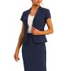 41NuG8WRwSL.jpg Women's Business Skirt Suit Set Work Office Short Sleeve Blazer Jacket Pencil Skirt