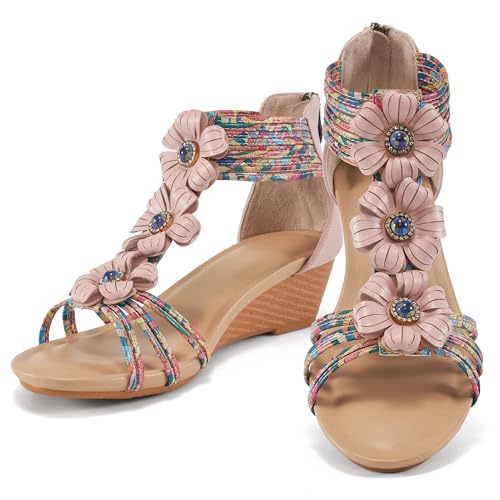 41OZVIGDSOL.jpg Sandals Womens Wedge Shoes: Comfortable Dressy Wedges Sandal with Zipper Summer Gladiator Sandals Open Toe