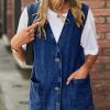 41OcO7J70DL.jpg Women's Casual Denim Jean Vest Oversized Sleeveless Mid Long Button Down Jeans Jackets Vests Tops Waistcoat 