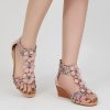 41Oqr3DU2IL.jpg Sandals Womens Wedge Shoes: Comfortable Dressy Wedges Sandal with Zipper Summer Gladiator Sandals Open Toe