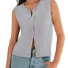 41PgOz9UKnL.jpg Womens Sweater Vest 2025 Summer Trendy Sleeveless Knit Button Down Tank Tops Casual Cardigan
