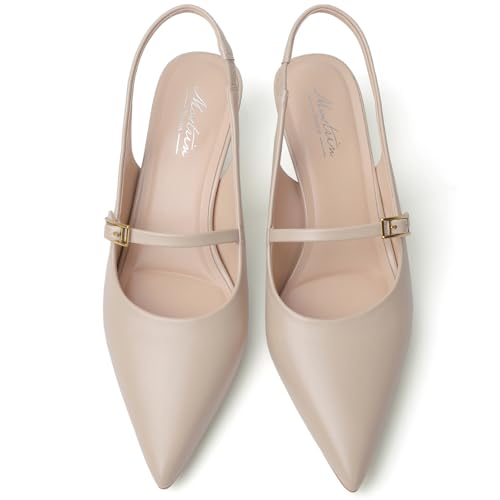 41Qkfh9ChQL.jpg Kitten Heels for Women Slingback Heels Pointed Closed Toe Heels Slip On Dress Pumps Shoes Low Women's Pumps for Dating Party