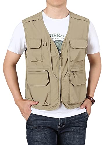Men's Fishing Vest Lightweight Safari Travel Vest Utility Cargo Vest with Multi Pockets