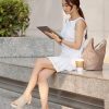 41Tn2vDZuiL.jpg Knit Heeled Sandals for Women Square Open Toe Mules Block Low Heel Slip On Slides