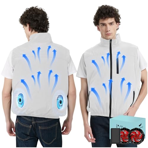 41VoDLKQlL.jpg Cooling Vest Jacket with 2 Fans - Men and Women 21V Air Conditioner Lightweight Vests, With 20000mAh Battery