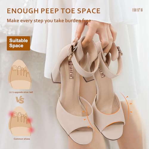 41bPpaYvYDL.jpg Women's Candie-MI Peep Toe Low Block Heels Sandals Ankle Strap Comfy Chunky Wedding Dress Shoes