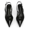 Slingback Pumps for Women Mesh Kitten Heels Pointed Toe Heeled Sandals Buckle Ankle Strap Low Heeled Pumps
