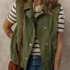 Womens Vests 2025 Fall Outerwear Button-Down Lapel Collar Elastic Hem Sleeveless Jacket Cargo Vest